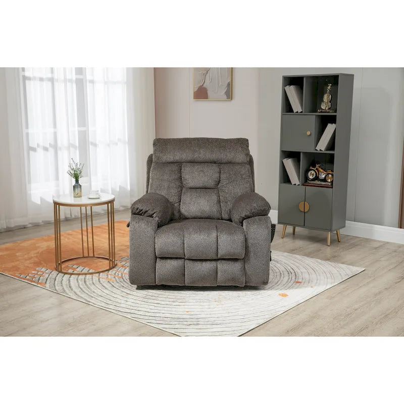 Gray Chenille Oversized Power Lift Recliner Chair with Massage and Heating