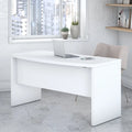 60-Inch Bow Front Office Desk with Thermally Fused Laminate Surface, Pure White