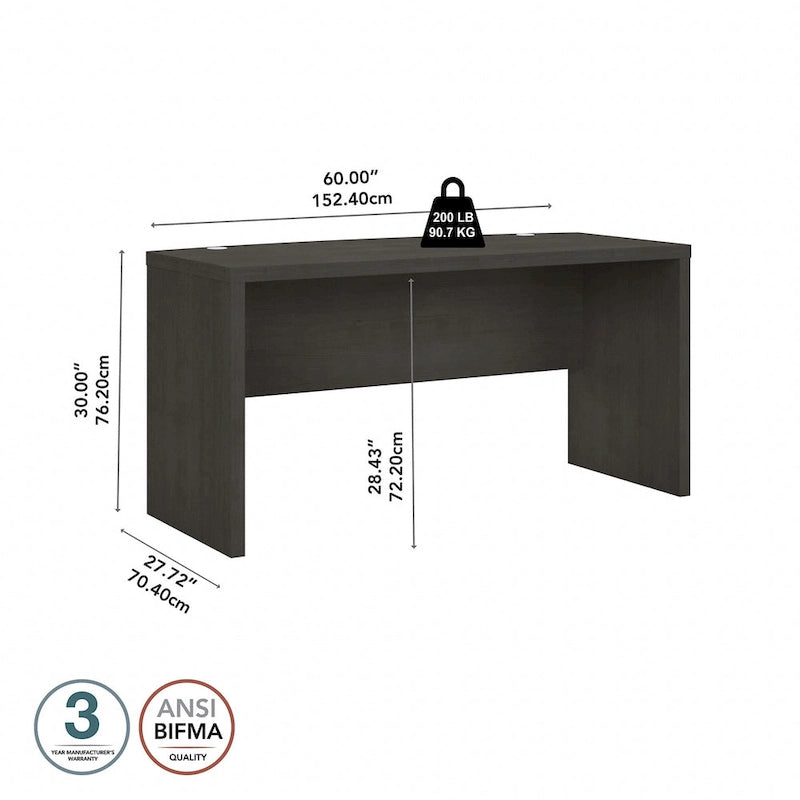 60-Inch Bow Front Office Desk with Thermally Fused Laminate Surface, Pure White