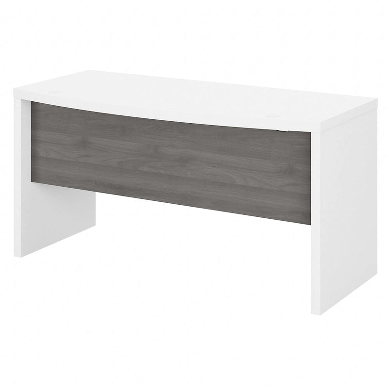60-Inch Bow Front Office Desk with Thermally Fused Laminate Surface, Pure White
