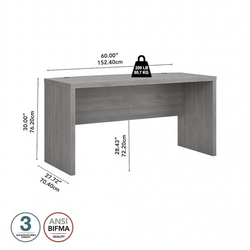 60-Inch Bow Front Office Desk with Thermally Fused Laminate Surface, Pure White