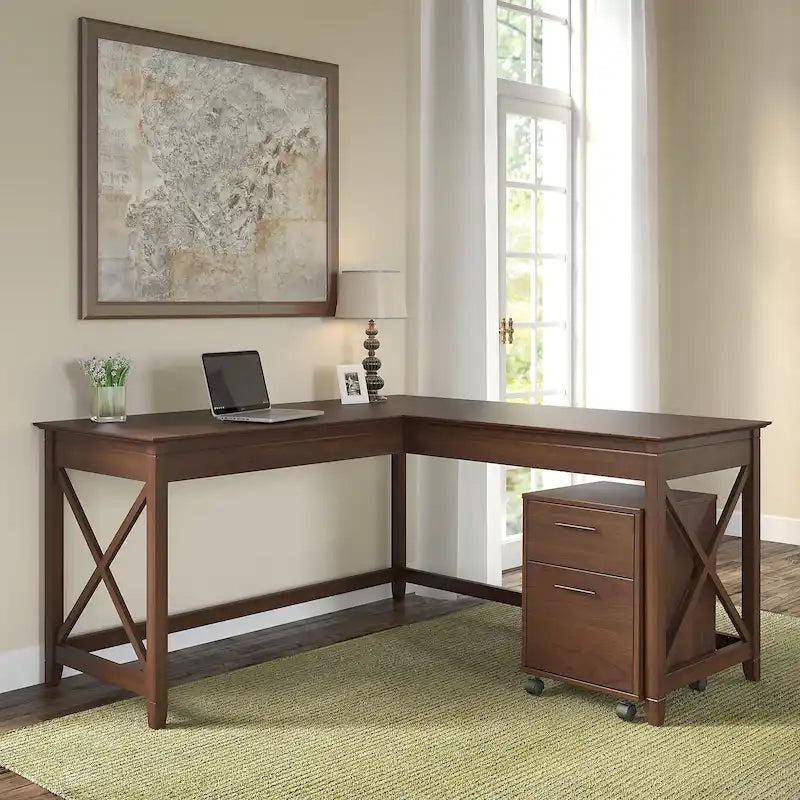 60W L-Shaped Corner Desk with X-Frame Design, Multi-Color Options