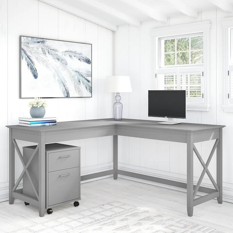 60W L-Shaped Corner Desk with X-Frame Design, Multi-Color Options