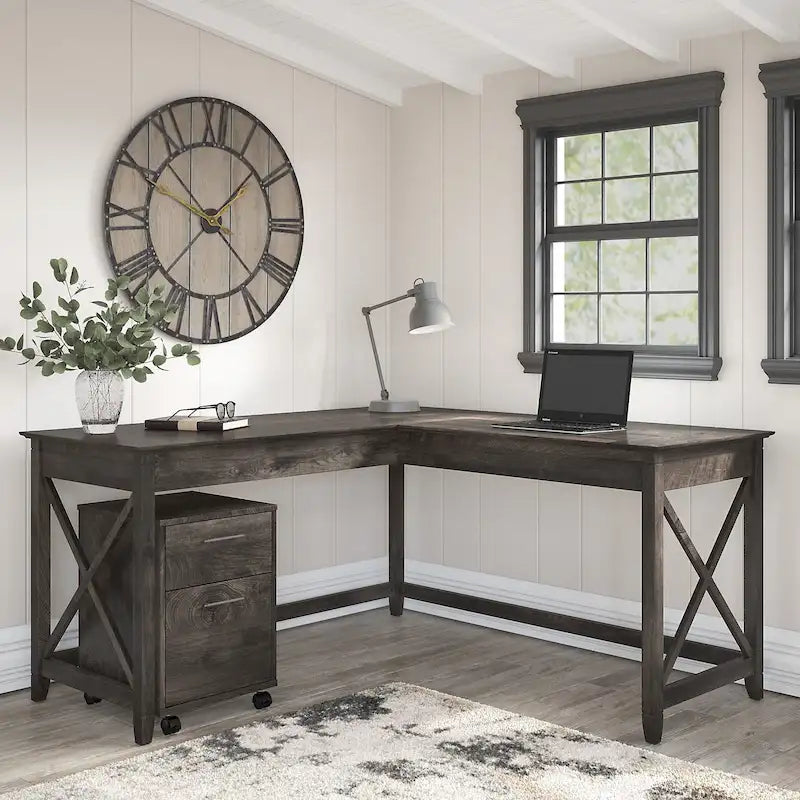 60W L-Shaped Corner Desk with X-Frame Design, Multi-Color Options