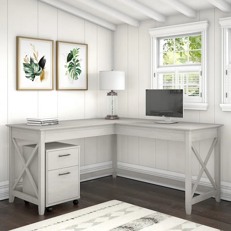 60W L-Shaped Corner Desk with X-Frame Design, Multi-Color Options