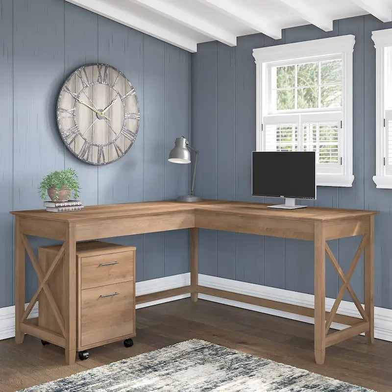 60W L-Shaped Corner Desk with X-Frame Design, Multi-Color Options