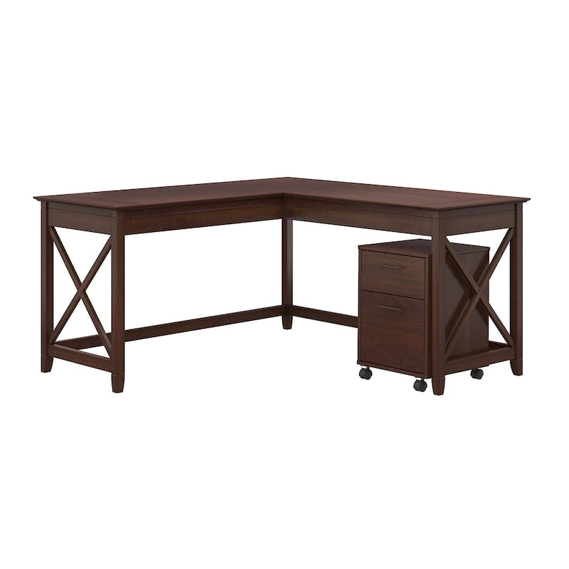60W L-Shaped Corner Desk with X-Frame Design, Multi-Color Options