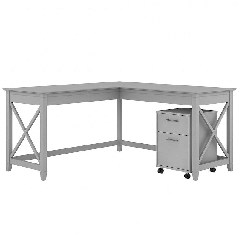 60W L-Shaped Corner Desk with X-Frame Design, Multi-Color Options