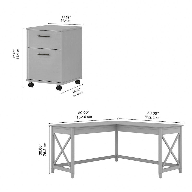 60W L-Shaped Corner Desk with X-Frame Design, Multi-Color Options