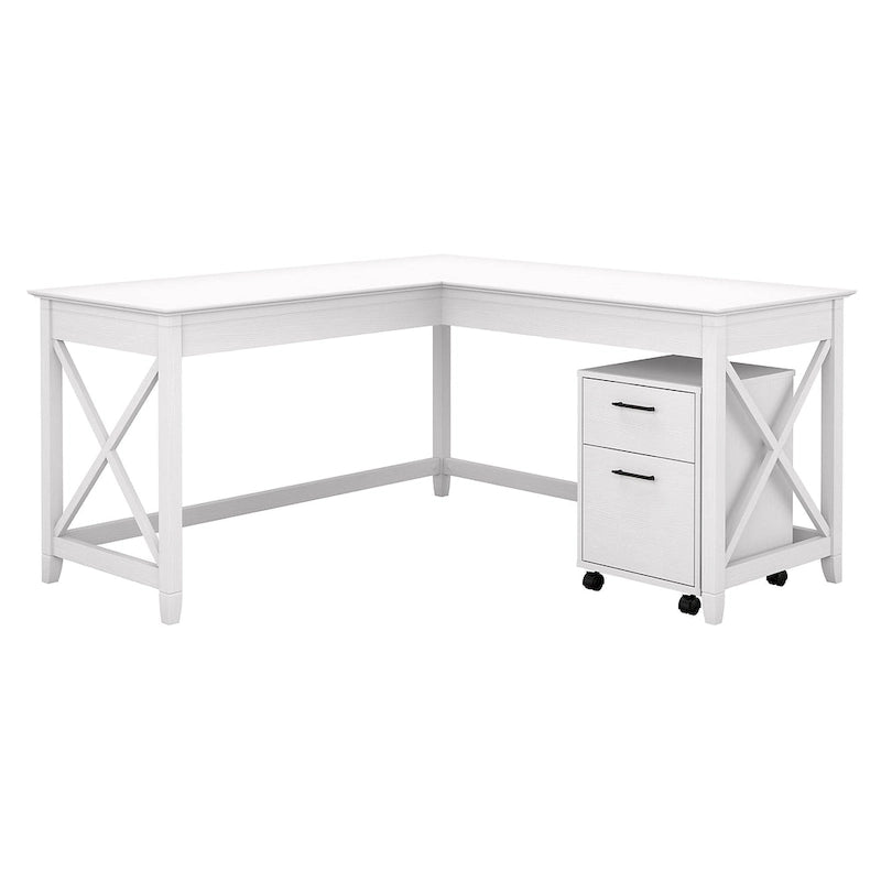 60W L-Shaped Corner Desk with X-Frame Design, Multi-Color Options