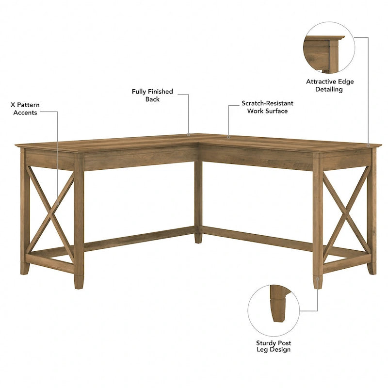 60W L-Shaped Corner Desk with X-Frame Design, Multi-Color Options