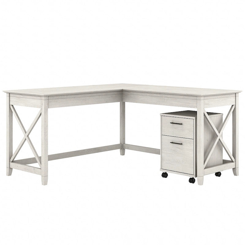 60W L-Shaped Corner Desk with X-Frame Design, Multi-Color Options