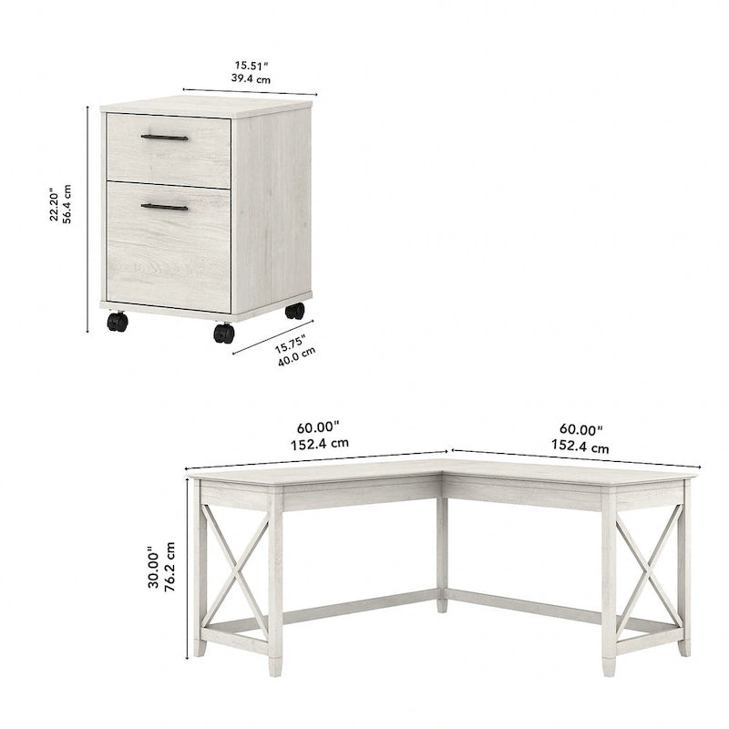 60W L-Shaped Corner Desk with X-Frame Design, Multi-Color Options