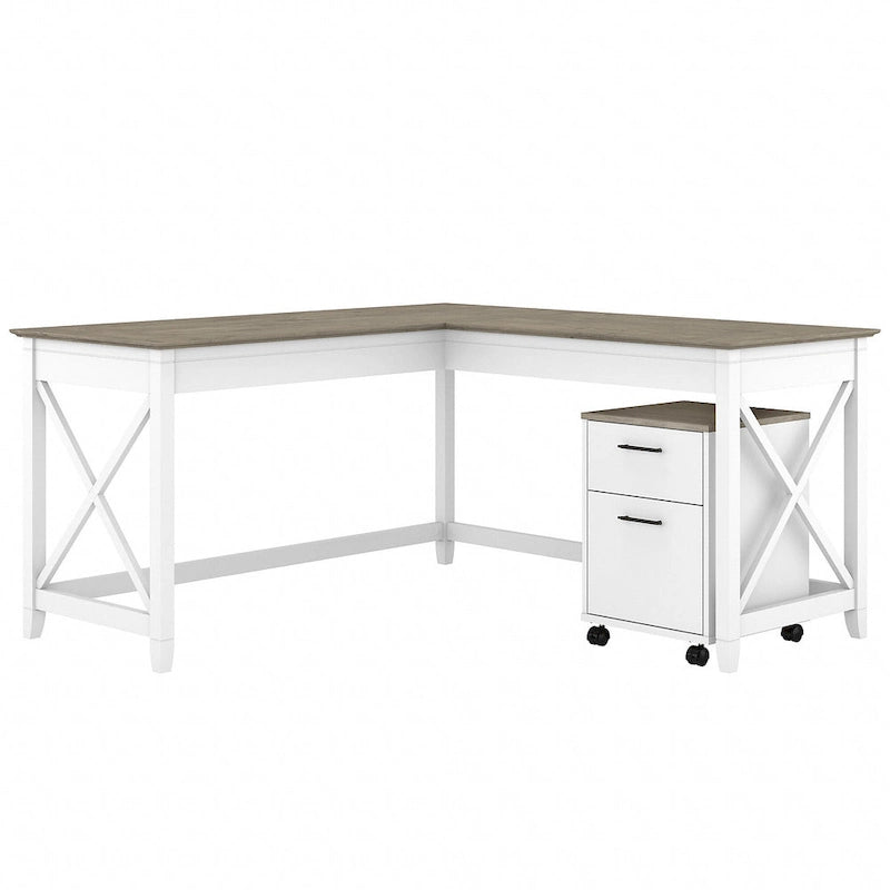 60W L-Shaped Corner Desk with X-Frame Design, Multi-Color Options