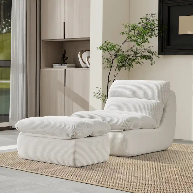 Corduroy Upholstered Accent Chair with High Density Foam Seat Green Beige