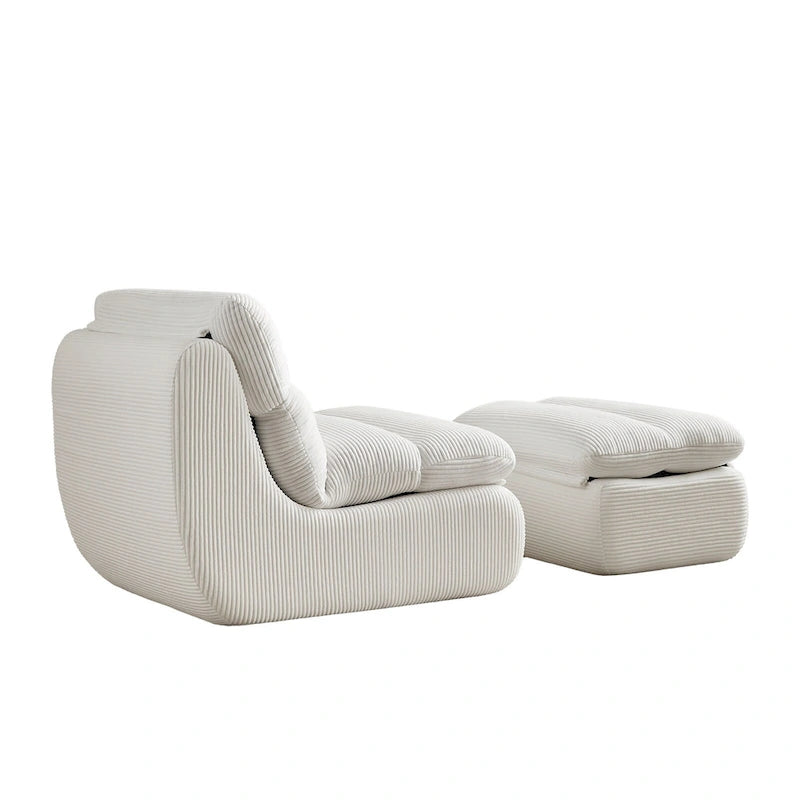 Corduroy Upholstered Accent Chair with High Density Foam Seat Green Beige