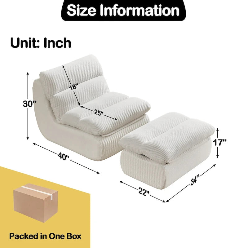 Corduroy Upholstered Accent Chair with High Density Foam Seat Green Beige