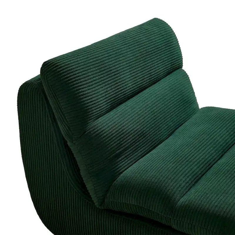 Corduroy Upholstered Accent Chair with High Density Foam Seat Green Beige