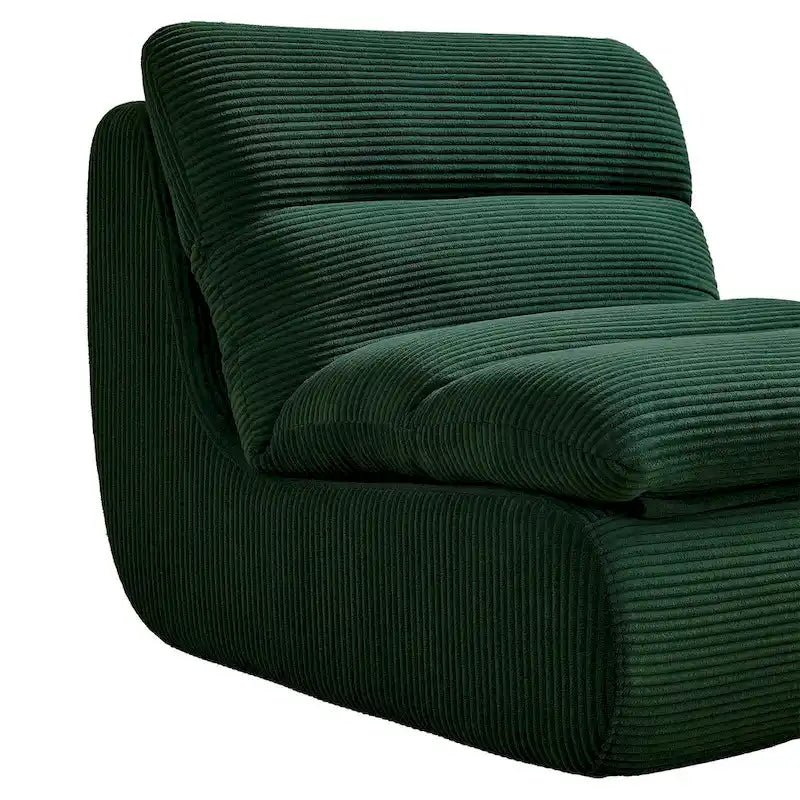Corduroy Upholstered Accent Chair with High Density Foam Seat Green Beige