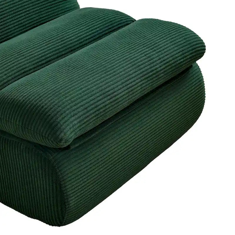 Corduroy Upholstered Accent Chair with High Density Foam Seat Green Beige