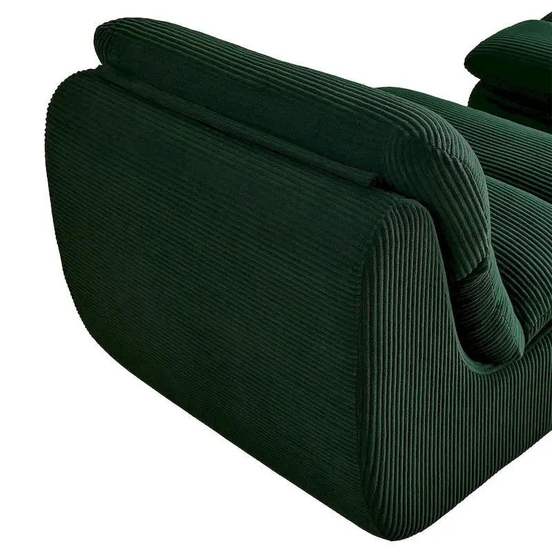 Corduroy Upholstered Accent Chair with High Density Foam Seat Green Beige