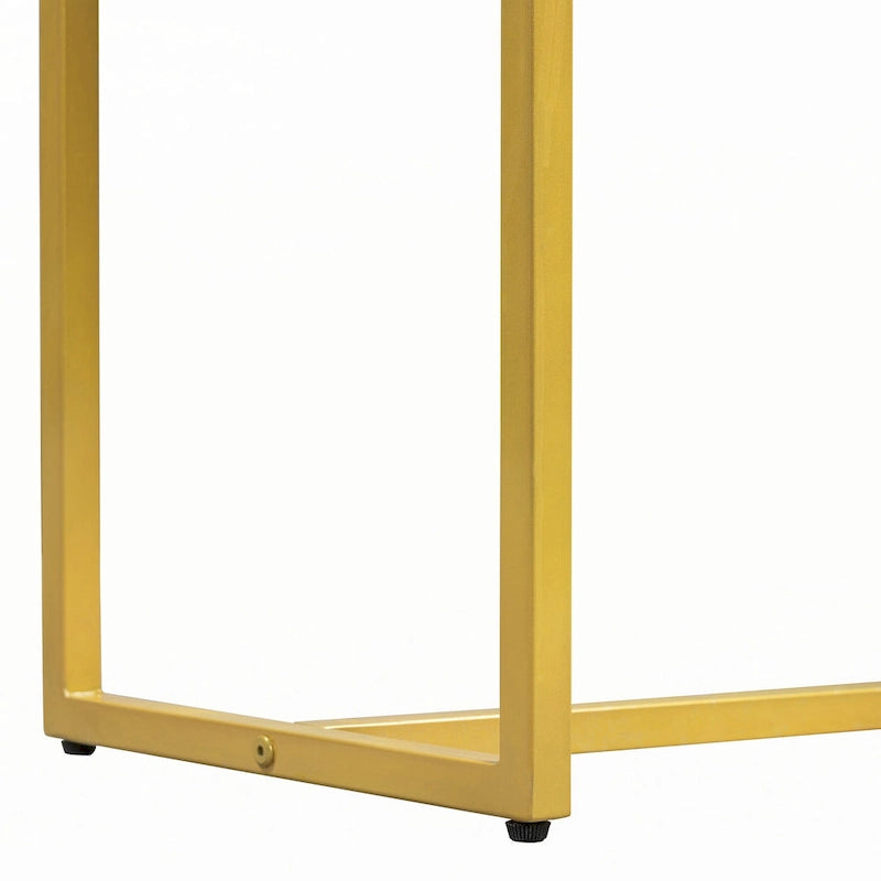 Geometric Drawer Console Table with Gold Metal Legs, Grey Blue