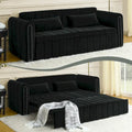 Velvet Pull-Out Sleeper Sofa Bed with Nailhead Trim Black Beige Grey