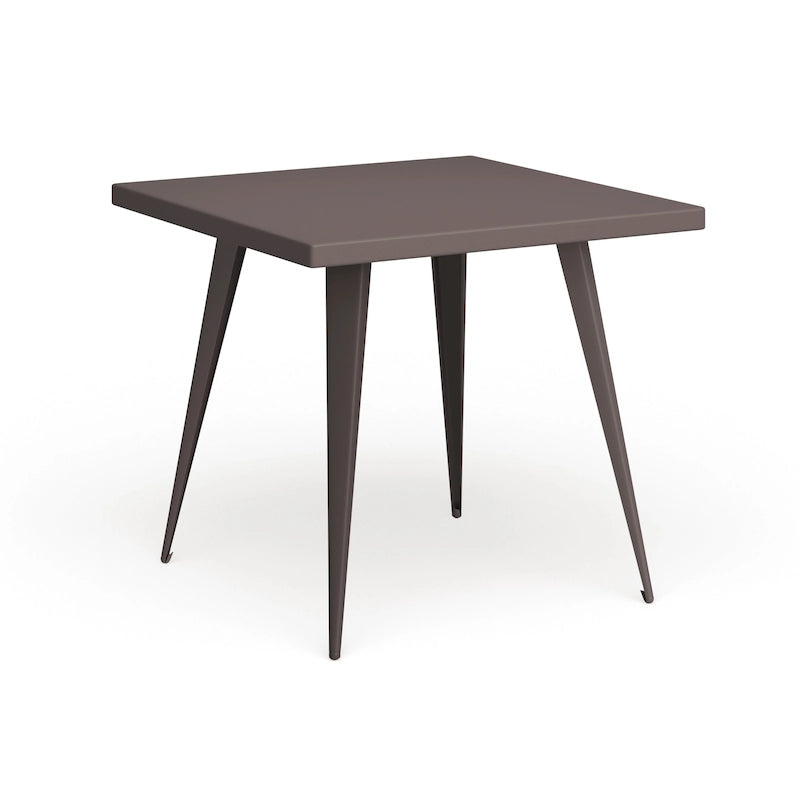 Industrial Square Metal Dining Table Antique Grey Silver Finish