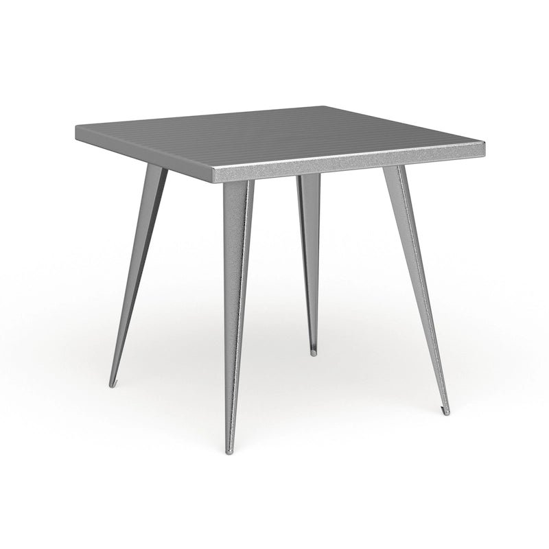Industrial Square Metal Dining Table Antique Grey Silver Finish