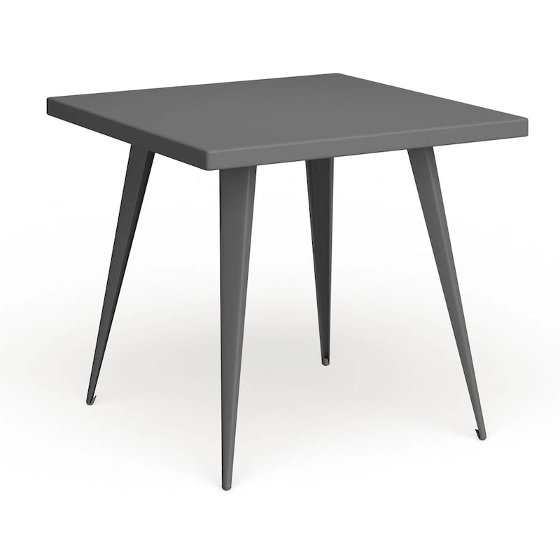 Industrial Square Metal Dining Table Antique Grey Silver Finish