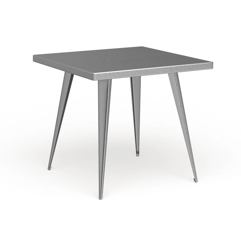 Industrial Square Metal Dining Table Antique Grey Silver Finish