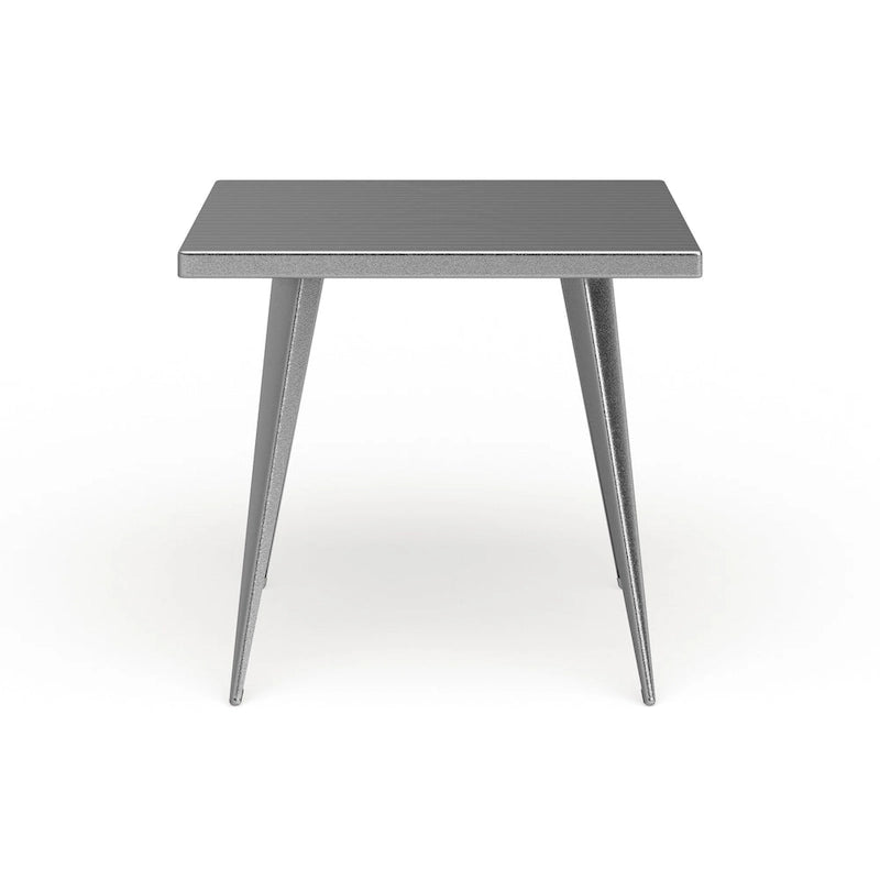 Industrial Square Metal Dining Table Antique Grey Silver Finish