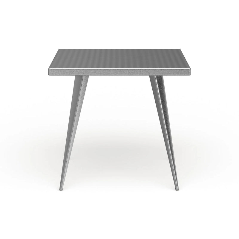 Industrial Square Metal Dining Table Antique Grey Silver Finish