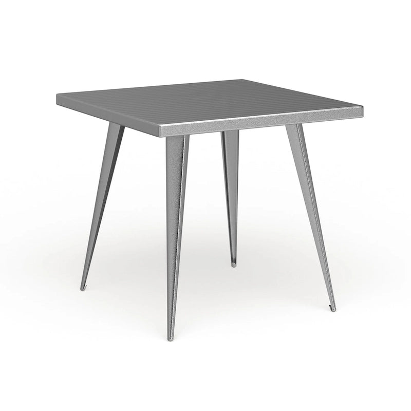 Industrial Square Metal Dining Table Antique Grey Silver Finish