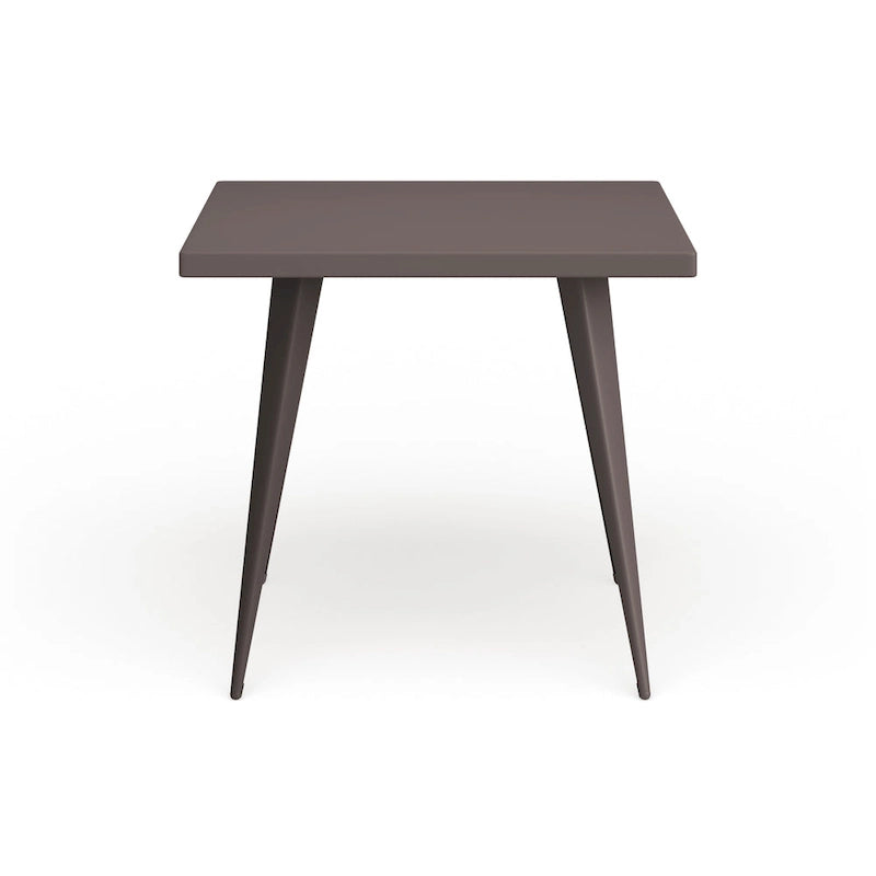 Industrial Square Metal Dining Table Antique Grey Silver Finish