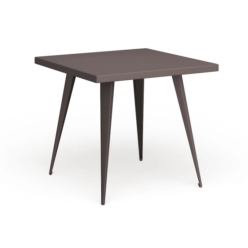 Industrial Square Metal Dining Table Antique Grey Silver Finish