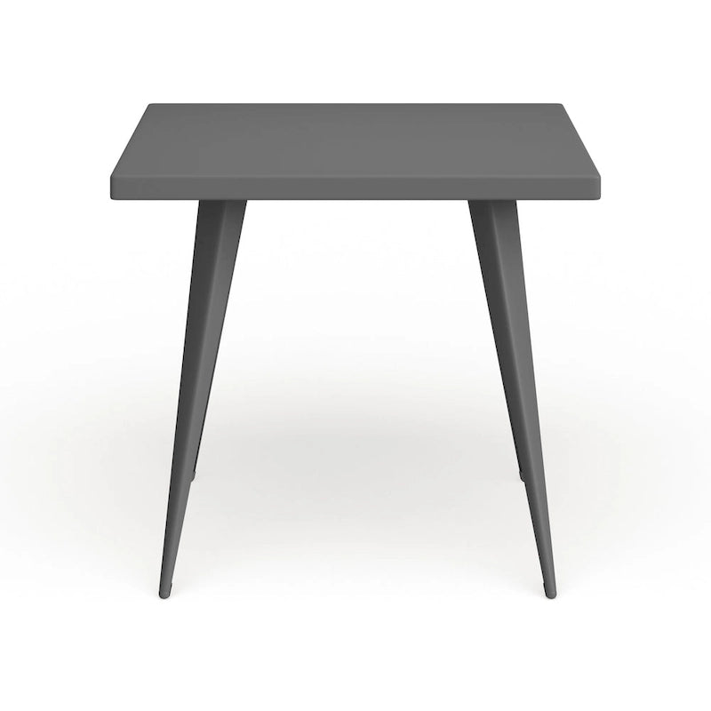 Industrial Square Metal Dining Table Antique Grey Silver Finish