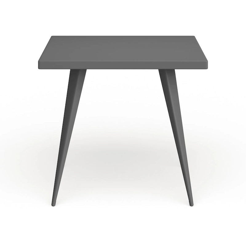 Industrial Square Metal Dining Table Antique Grey Silver Finish
