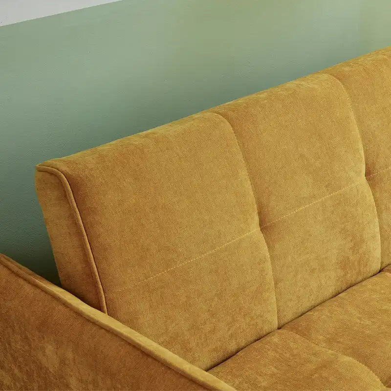 Mustard Yellow Chenille Upholstered Loveseat Sofa with Tufted Cushions