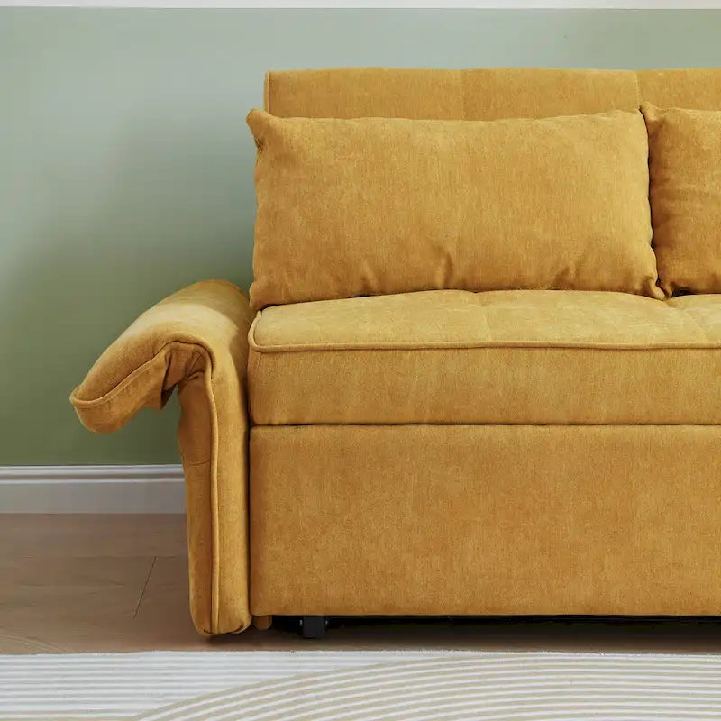 Mustard Yellow Chenille Upholstered Loveseat Sofa with Tufted Cushions