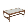 Solid Walnut Wood Genuine Marble Top Rectangle Coffee Table White Black