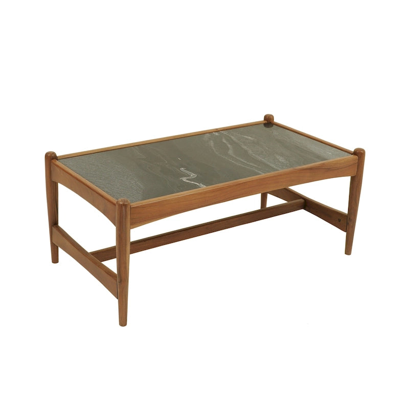 Solid Walnut Wood Genuine Marble Top Rectangle Coffee Table White Black