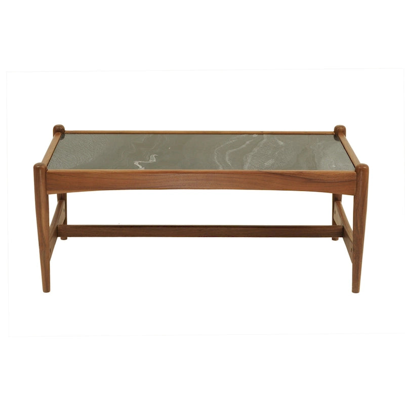 Solid Walnut Wood Genuine Marble Top Rectangle Coffee Table White Black