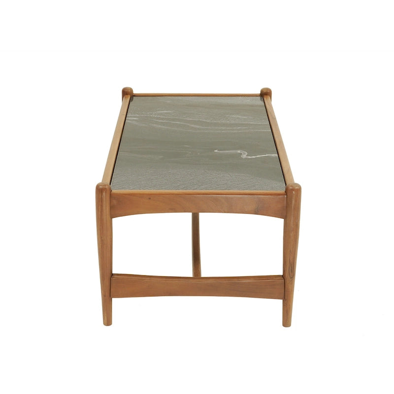 Solid Walnut Wood Genuine Marble Top Rectangle Coffee Table White Black