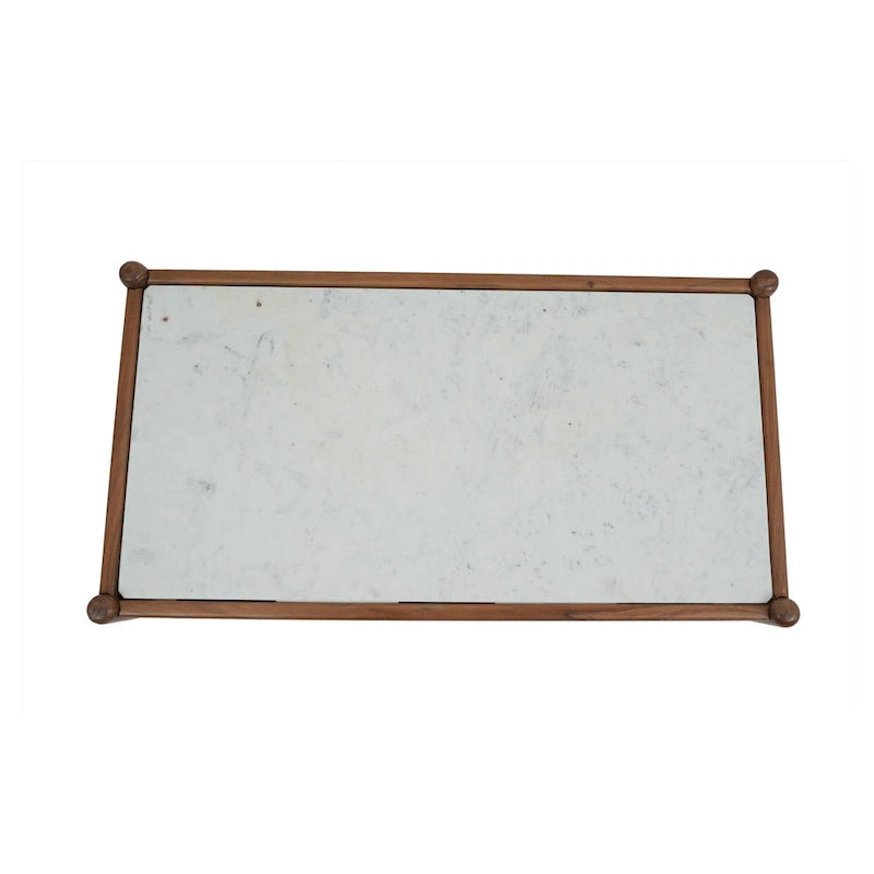 Solid Walnut Wood Genuine Marble Top Rectangle Coffee Table White Black