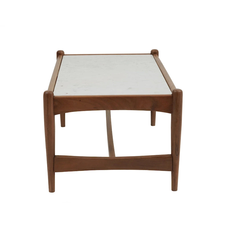 Solid Walnut Wood Genuine Marble Top Rectangle Coffee Table White Black