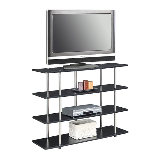 4-Tier Open Shelf Highboy TV Stand with Steel Legs, Multiple Colors