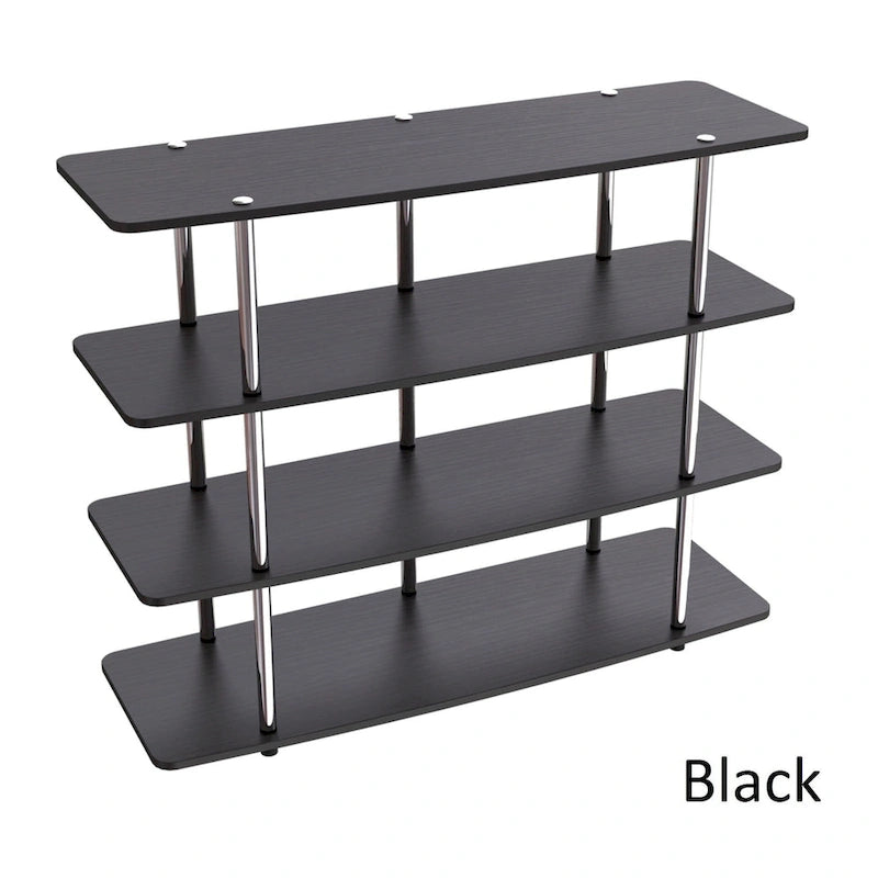 4-Tier Open Shelf Highboy TV Stand with Steel Legs, Multiple Colors