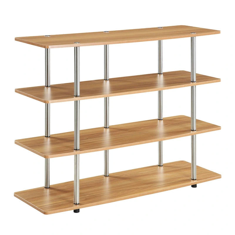 4-Tier Open Shelf Highboy TV Stand with Steel Legs, Multiple Colors
