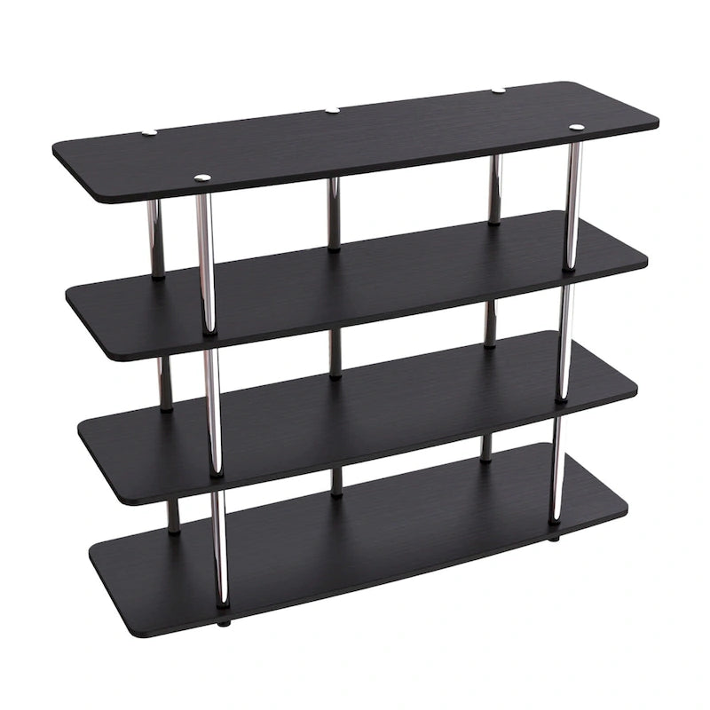 4-Tier Open Shelf Highboy TV Stand with Steel Legs, Multiple Colors